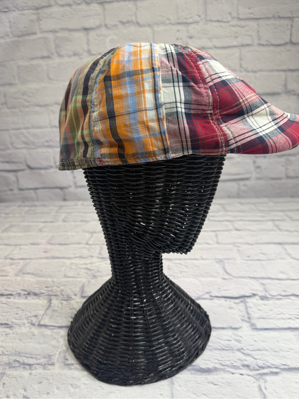 Paulo Solari Madras Plaid Patchwork Newsboy/Cabbie Hat. Preppy. Size L/XL - Picture 4 of 7